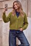 Wardrobe Essentials Yağ Yeşil V Yaka Düşük Kol Triko Hırka TWOAW27HI00150 - 3