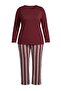 Burgundy Striped Crew Neck Knitted Large Size Pajama Set Tbbaw26Ai00014