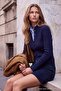 Wardrobe Essentials Lacivert Vücudu Saran Dik Yaka Triko Hırka TWOAW27HI00088 - 2
