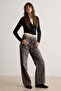 Kahverengi Kemer Detaylı %100 Pamuk Yüksek Bel Wide Leg Jeans TWOAW27JE00158 - 2