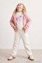 Pink Girls' Hooded Plain Knitted Sweatshirt Tkdaw27Sw00003 - 2
