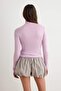Lila Transparan Dik Yaka Esnek Normal Boy Örme Bluz TWOAW26BZ00266 - 4