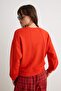 Wardrobe Essentials Red Stitch Detail Oversize Patch Detail Knitted Sweatshirt Twoaw27Sw00077 - 4