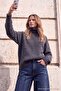 Wardrobe Essentials Antrasit Yumuşak Dokulu Süper Oversize Geniş Kalıp Triko Kazak TWOAW27KZ00160 - 4