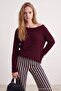 Plum Boat Neck Soft Textured Knitwear Sweater Twoaw27Kz00173 - 2