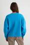 Blue Thick Fleece Lined Basic Oversize Crew Neck Knitted Sweatshirt Twoaw27Sw00142 - 4