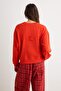 Wardrobe Essentials Red Stitch Detail Oversize Patch Detail Knitted Sweatshirt Twoaw27Sw00077 - 5