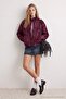 Bordo Desenli Kalın İçi Polarlı Oversize Dik Yaka Fermuarlı Örme Hırka/Sweatshirt TWOAW27SW00053 - 2