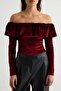 Bordo Carmen Yaka Kadife Body TPRAW27BD00011 - 3