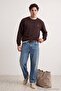 Kahverengi Oversize/Rahat Kalıp Geyik Nakışlı Sweatshirt TMNAW27SW00025 - 2