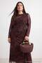 Kahverengi*001 Soyut Desen Büzgü / Drape Detaylı Maxi Örme Elbise TBBAW27AH00037 - 3