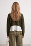 Khaki Soft Textured Pleated Shirt Garni Fabric Detailed Crop Knitwear Sweater Twoaw27Kz00172 - 5