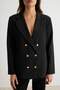 Black Striped Double Breasted Closure Comfortable Fit Blazer Jacket Twoaw27Bc00002 - 3