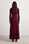 Bordo Düz Kemerli A Line Triko Tesettür Elbise TCTAW27EB00021 - 4