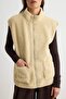Stone Oversize/Wide Fit Pocket Detailed Zippered Plush Sleeveless Knitted Vest Twoaw26Ye00021 - 3