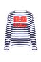 Ekru Çizgili Sırt Slogan Baskılı Oversize/Geniş Kesim Örme T-Shirt TWOAW27TS00063