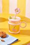 Flower Figured Glass Mug with Straw Tdraw27Up00001 - 2