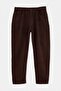 Kahverengi Kadife 100% Pamuk Straight Fit Boru Paça Normal Bel Kışlık Pantolon TMNAW27PL00014