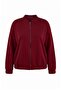 Burgundy Bomber Collar Oversize/Wide Fit Front Zipper Plus Size Sweatshirt Tbbaw26Ao00038