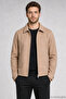 Men's Beige Classic Collar Lined Cashmere Jacket - 3