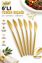 6 piece gold detailed knife set |   6 pieces luxury dinner knife set 22 cm