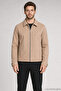 Men's Beige Classic Collar Lined Cashmere Jacket - 2