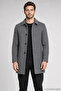 Men's Anthracite Slim Fit Cashmere Coat Classic Collar 3 Buttons Short Cut Winter Coat - 2