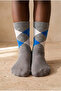 Children's Plaid Patterned Socks Gray Melange - 2