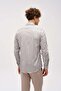 Men's Khaki Dynamic Fit Judge Collar Striped Long Sleeve Pocketless 100% Cotton Shirt - 5