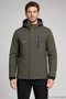 Men's Khaki Hooded Fur-Lined Water and Wind-Resistant Outdoor Softshell Coat
