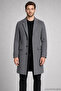 Men's Gray Slim Fit Cashmere Coat Classic Collar 3 Button Long Cut Winter Overcoat - 2