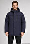 Men's Navy Blue Fleece Inside Furry Water and Windproof Hooded Winter Coat & Coat & Parka