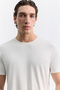 Men's Ecru Crew Neck Soft Touch Basic Regular Fit T-Shirt A62Y1037 - 2