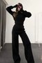Women's Mock Neck Knit Cropped Sweater Pants Knit Top and Bottom Set - 3