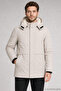 Men's Stone-Colored Hooded Fur-Lined Water and Wind-Resistant Ribbed Coat - 4