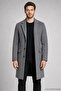 Men's Gray Slim Fit Cashmere Coat Classic Collar 3 Button Long Cut Winter Overcoat - 3