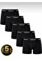 Men's 5-Piece Cotton Lycra Combed Cotton Black Boxers with Elastic Waist
