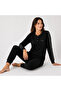 Women's Cotton Collared Buttoned Pocketed Gift Bundle and Dowry Set Black Color Pajama Set Al507 V1