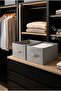 In-Cabinet Organizer Shelf – Set of 2 – Gray – 45×25×21 cm – Foldable Shelf & Clothing Box