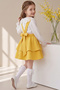 Girl's Helen Yellow Strap Tie Gilet October 29 Dress Ecru Lace Long Sleeve Blouse Evening Dress Set - 7