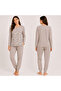 Women's Cotton Collared Buttoned Pocketed Gift Bundle and Dowry Set Light Brown Color Pajama Set Al50 - 3