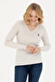 Women's Ecru V-Neck Basic Sweater 50269019 -Vr019 - 3