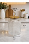 3-Piece Diamond Handle Vacuum Gold Metal Lid Prism Shape Model Ice Pattern Jar Organizer 3X1000 ml - 3