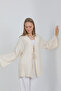Natural Viscose Fabric Pocketed Lace-Up Women's Kimono 1167 - 8