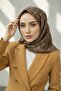 100% twill silk scarf 90x90 milk coffee monogram pattern hand stitched women's scarf - 5