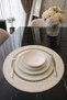 Embroidered Leather American Service Set of 2 Double-Sided Round Placemats 42X42 cm Bianca Beige - 2