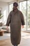 Thick Knitted Shawl with Sleeve and Hem Cuffs, Collar, Plus Size Knitwear Cardigan - 5