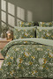 Single Duvet Cover Set with Elastic Sheet Floral Green White