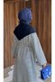 Crew Neck Lace-Up Scarf Striped Combed Cotton Fabric Full Length Dress - 4