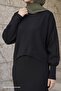 Black Knitwear Suit with Balloon Sleeves Dress - 2